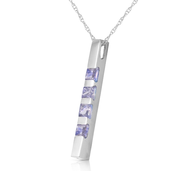 Galaxy Gold Products Jewelry - 14K. SOLID GOLD NECKLACE BAR WITH NATURAL TAZANITE